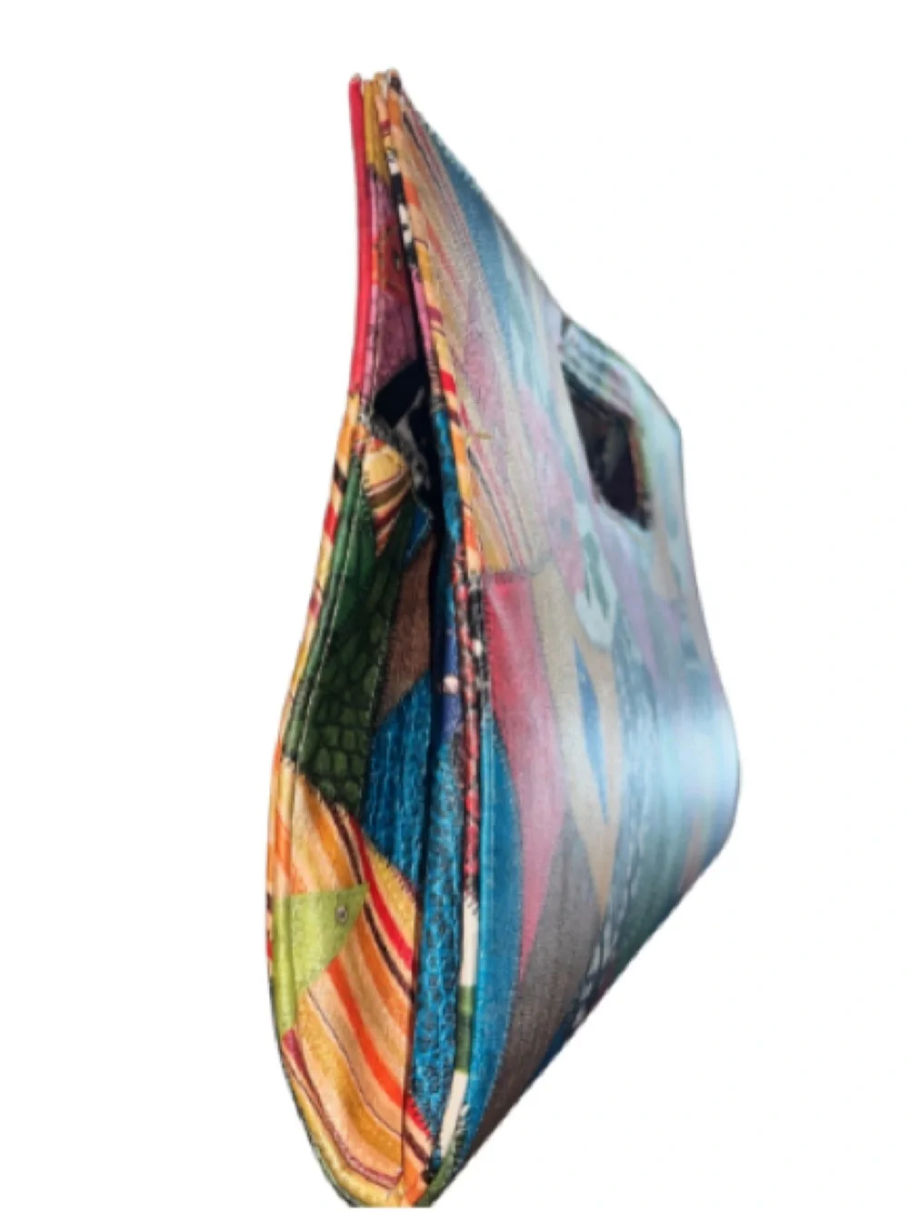 Vtg 80s 90s Multicolor Patchwork Envelope Clutch Purse Faux Snakeskin Boho NWOT